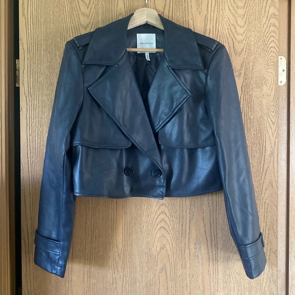 Avec Les Filles cropped faux leather bomber jacket - Picture 1 of 5